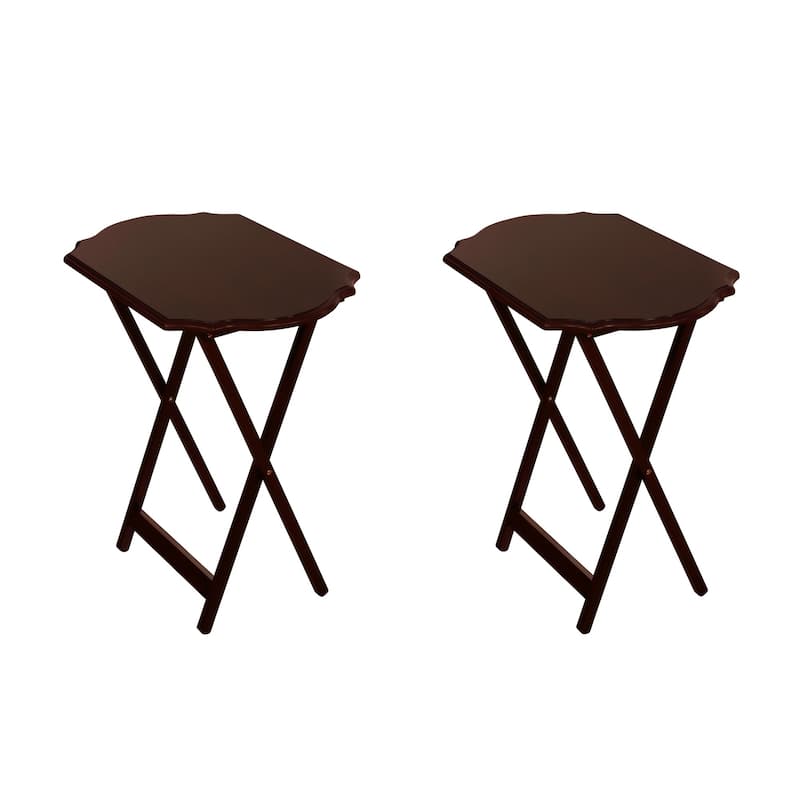 Foldable Snack Tray Tables - 26.25" - Espresso Brown - Set of 2