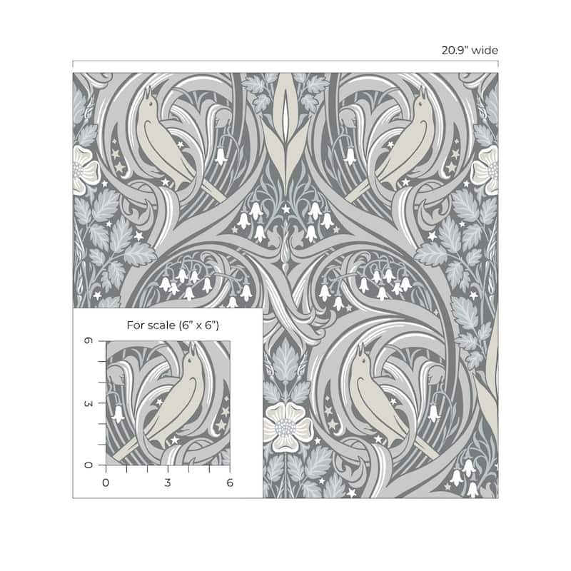 Seabrook Designs Bird Scroll Nonwoven Unpasted Wallpaper