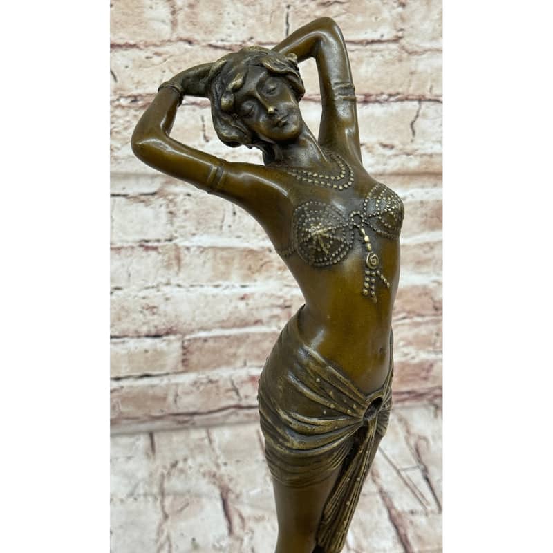 Middle Eastern Belly Dancer Girl Art Deco Bronze Sculpture Statue Figure Decor