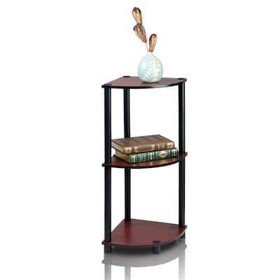 3 Tiers Wood Household Shelving Unit in Dark Cherry/Black (11.6 in. W x 29.6 in. H x 11.6 in. D)