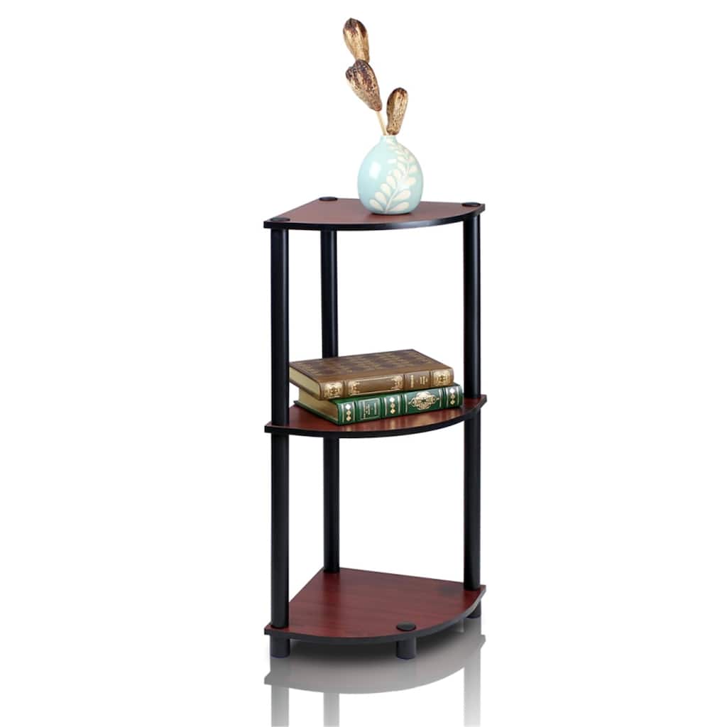 3 Tiers Wood Household Shelving Unit in Dark Cherry/Black (11.6 in. W x 29.6 in. H x 11.6 in. D)