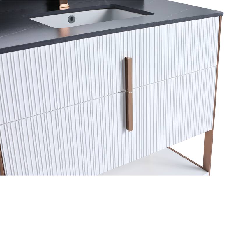 Fine Fixtures Serenity Modern Bathroom Vanity with White Carrara Stone Top