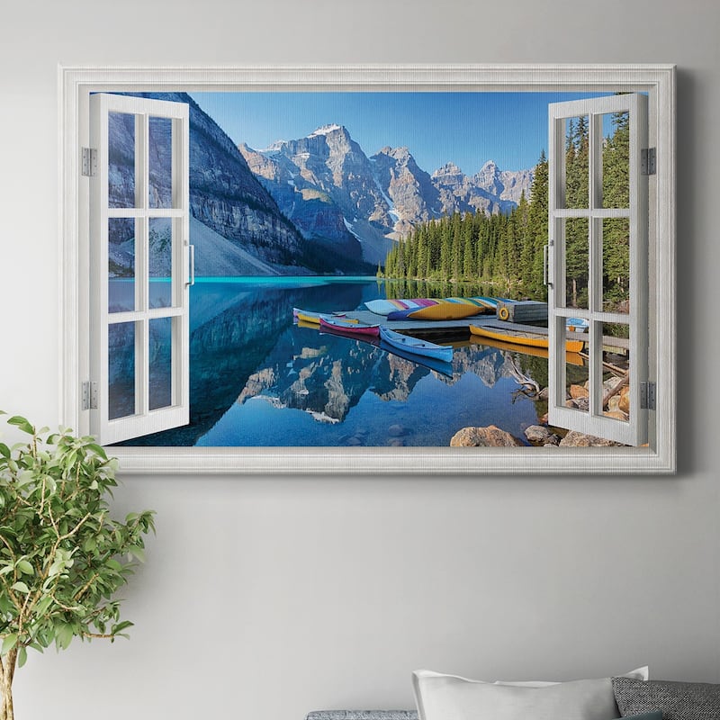 Banff Canoe Premium Gallery Wrapped Canvas - Ready to Hang