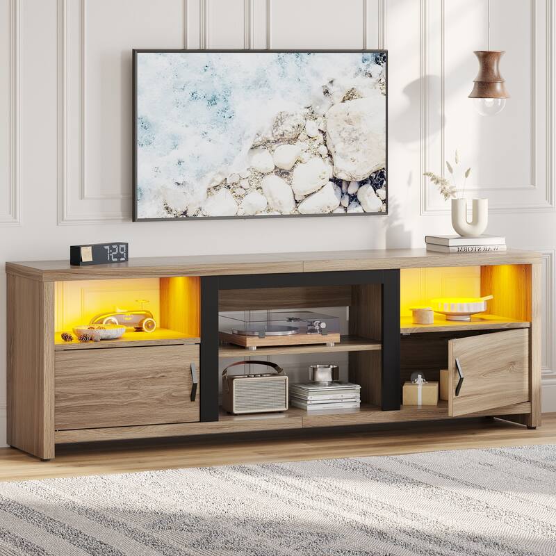 70" TV Stand Modern Entertaintment Center TV Console for 75" TVs with LED Lights - 71 inches