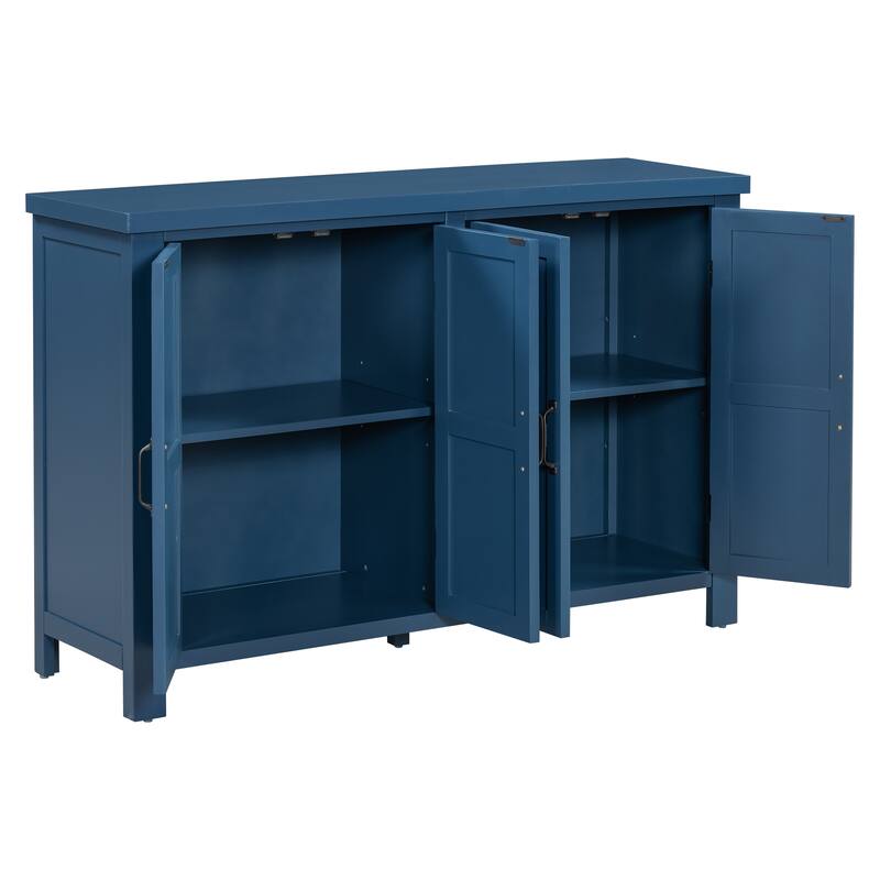 4-Door Storage Sideboard with Adjustable Shelves and Retro Atimon Handles ,Ample Storage,Pinewood Legs