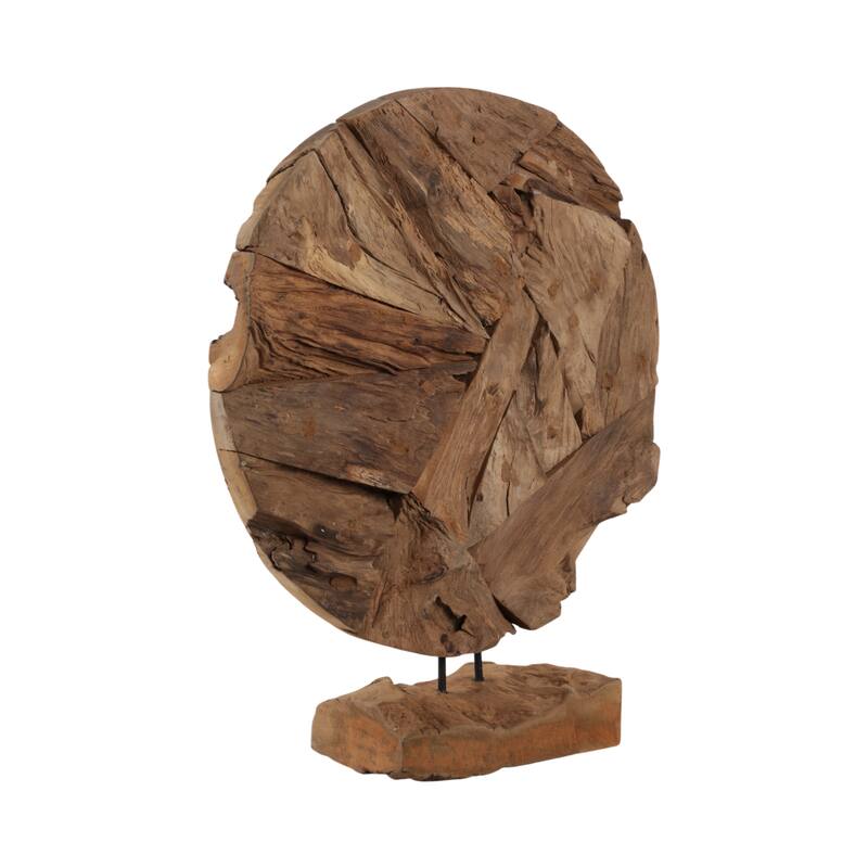 Rustic Wood Geometric Sculpture Decorative Accent - 24" Brown - 20" x 5" x 24"