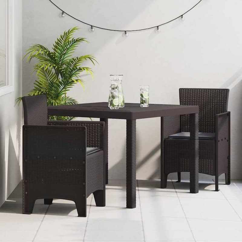 vidaXL Garden Dining Set 3/5 pcs Anthracite/Brown Polt rattan - 100 x 100 x 73 cm