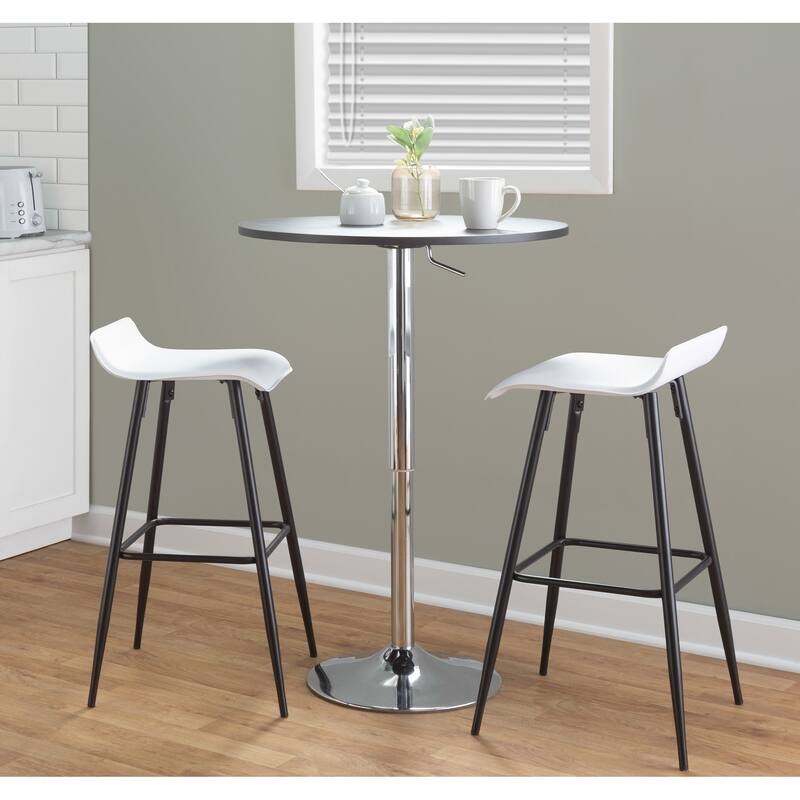 Ale 30" Contemporary Fixed-Height Bar Stool In Black Steel And Grey Faux Leather By Lumisource - Set Of 2