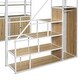 preview thumbnail 12 of 32, Full Size Metal Loft Bed with Storage Staircase and Wardrobe, Shelves