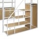 preview thumbnail 10 of 10, White+Natural Industrial Metal Full Loft Bed with Shelf, Storage Staircase and Wardrobe Locker