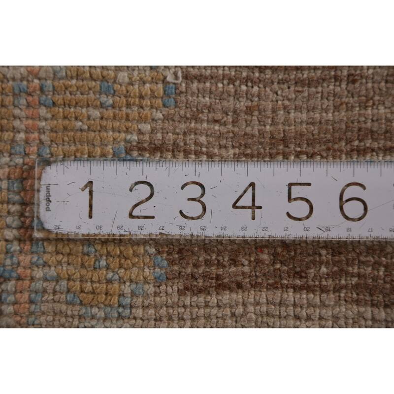 Hand Knotted Oriental 100% Wool Carpet Transitional Geometric Beige & Ivories Oushak Area Rug - 13' 6'' X 10' 3''