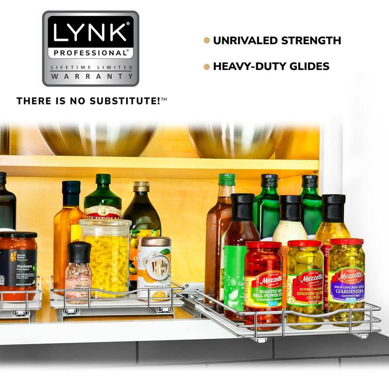 ® Pull Out Spice Rack Organizer for Cabinet - 10-1/4 inch Wide - Slide Out Rack - Sliding Spice Organizer Shelf - Chrome