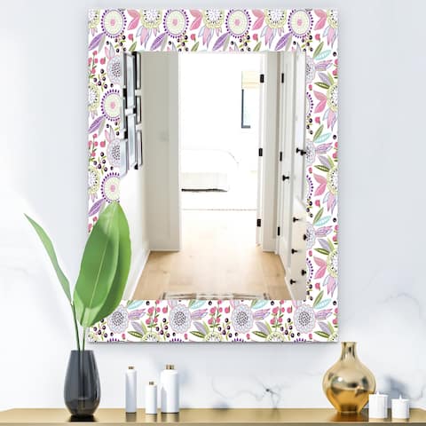 Designart 'Pink Blossom 9' Modern Mirror - Frameless Printed Wall Mirror