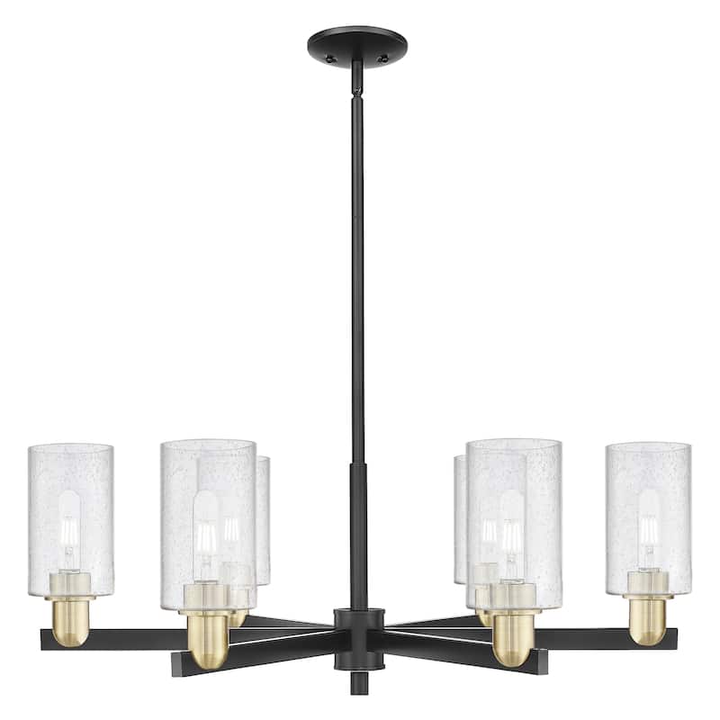 Innovations Lighting Endless Possibilities Arcadia - Clymer - 6 Light 34" Stem Hung Chandelier - Black Antique Brass/Seedy