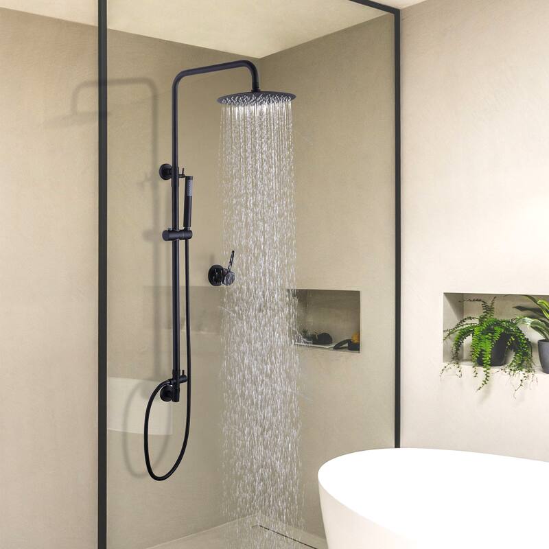 Wall Mounted Exposed Shower System with 10" Showerhead and Handheld Showerhead