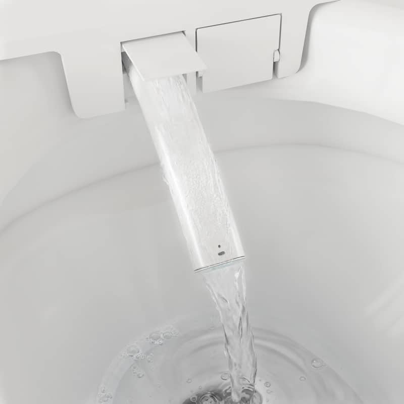 Smart Toilet with Heated Seat, Warm Air Dry, Foot Flush, Bidet Washing Night Light, Built-in Water Tank Electronic