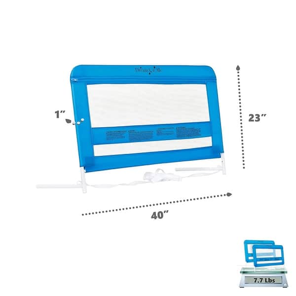 dimension image slide 0 of 3, Dream On Me Lilibet Mesh Safety Bed Rail in Blue for Twin
