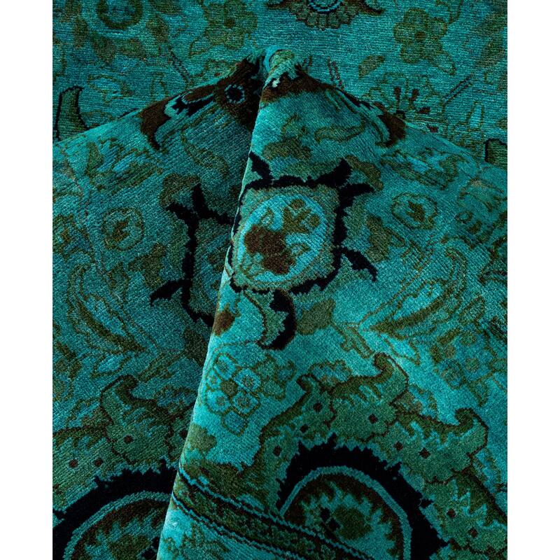Overdyed One-of-a-Kind Hand-Knotted Area Rug - Green - 9' 1" x 9' 1"