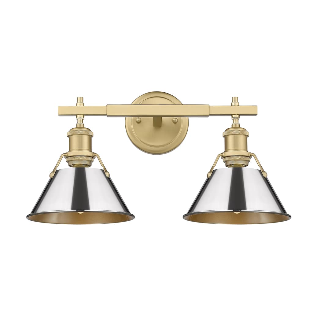 Orwell 2-Light Vanity Light in Brushed Champagne Bronze with Chrome - Gold