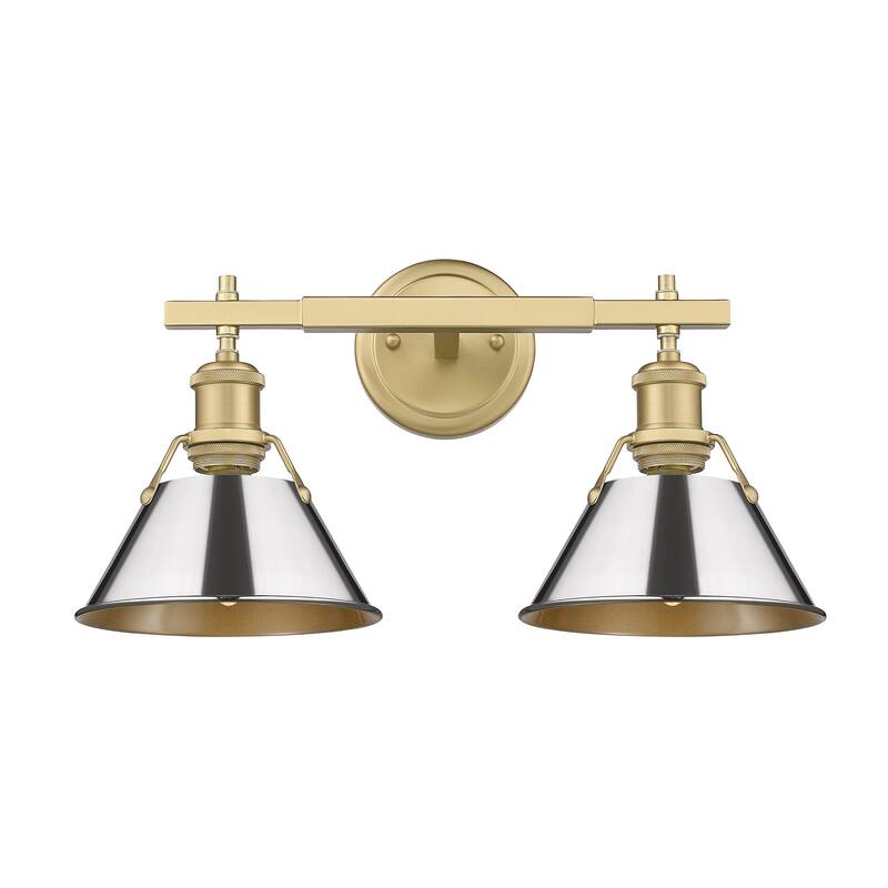 Yep by Golden Lighting Orwell 2-light Vanity in Brushed Champagne Brass and Chrome shade - Gold