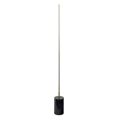 Brassed Gold LED Floor Lamp with On/Off Switch Faux Marble Base