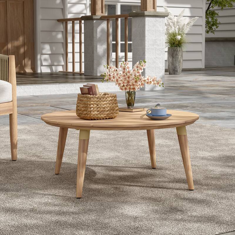 Christopher Knight Home - Alba Outdoor Acacia Wood Coffee Table with Circular Charm - Natural Wood