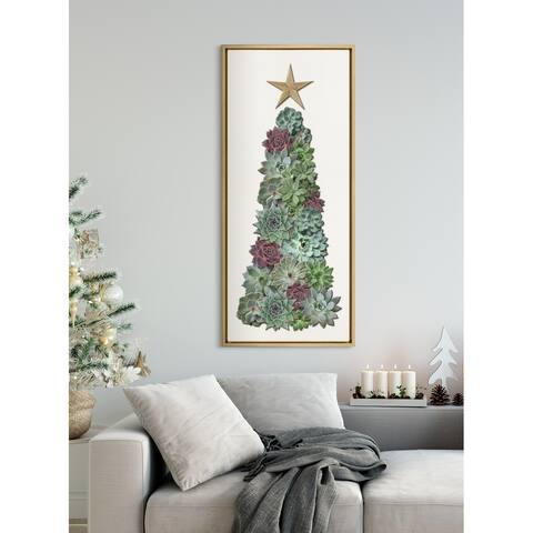 Kate and Laurel Sylvie Holiday Succulent Tall Tree Framed Canvas by The Creative Bunch Studio