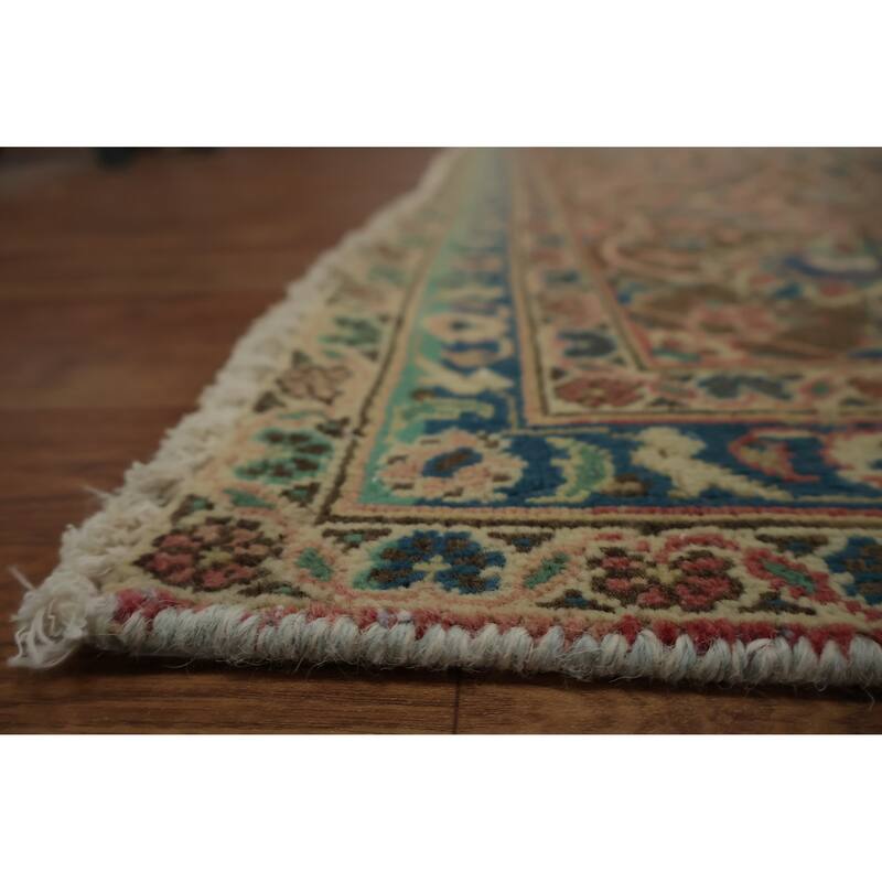 Hand Knotted Oriental 100% Wool Carpet Traditional Floral Pink Kashan Area Rug - 13' 1'' X 9' 9''