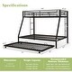 preview thumbnail 5 of 17, Costway Twin Over Full Metal Slats Bunk Bed Frame with Trundle, Guard