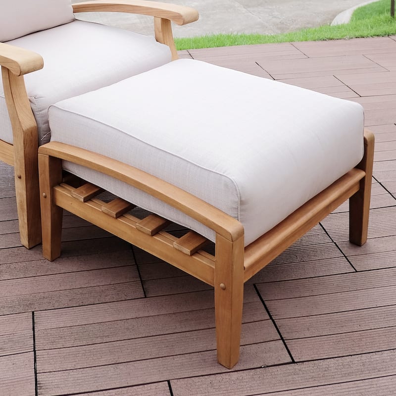 Cambridge Casual Leon Teak Patio Ottoman with Cushion