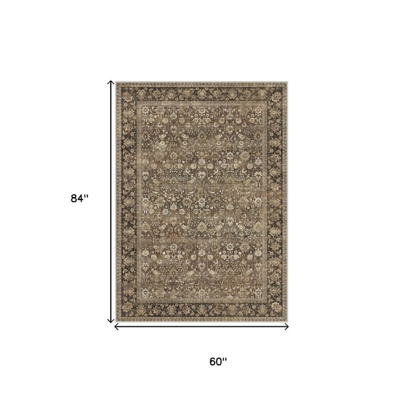 HomeRoots Floral Medallion Traditional Rectangle Area Rug