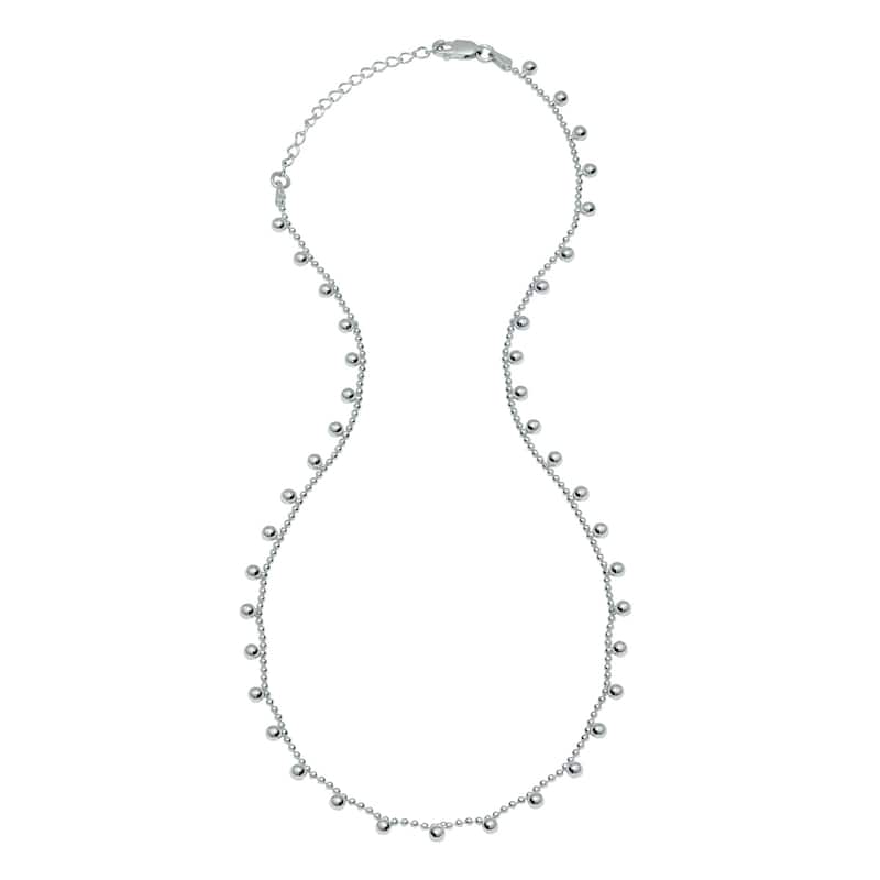 Marquee Jewels Silver Polished Pearl Beaded Chain with Lobster Clasp - 18 Inch