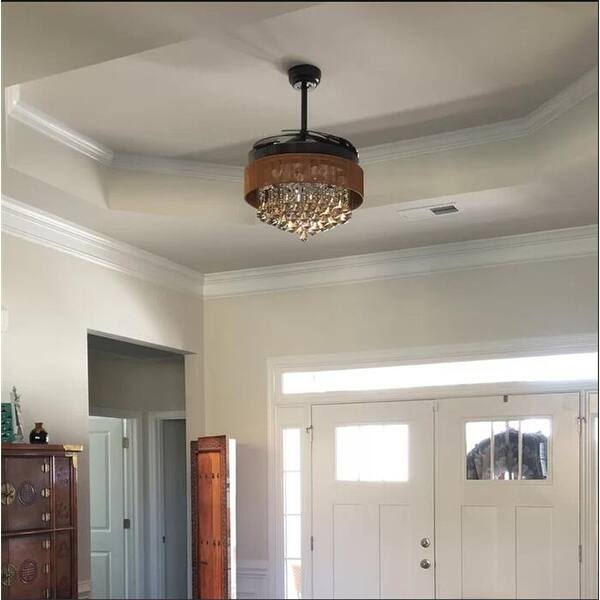 Shop Foldable 4 Blades 46 Inch Led Crystal Ceiling Fan With Remote