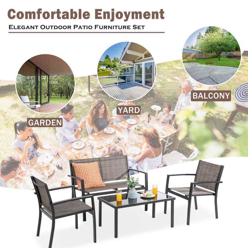 Futzca 4-Piece Outdoor Patio Furniture Set, Textilene Bistro Patio Set