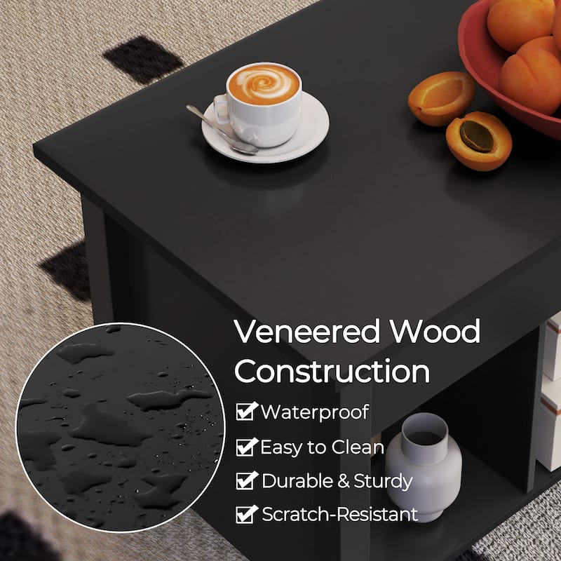 Yaheetech Lift Top Coffee Table with Hidden Compartment for Living Room, Black