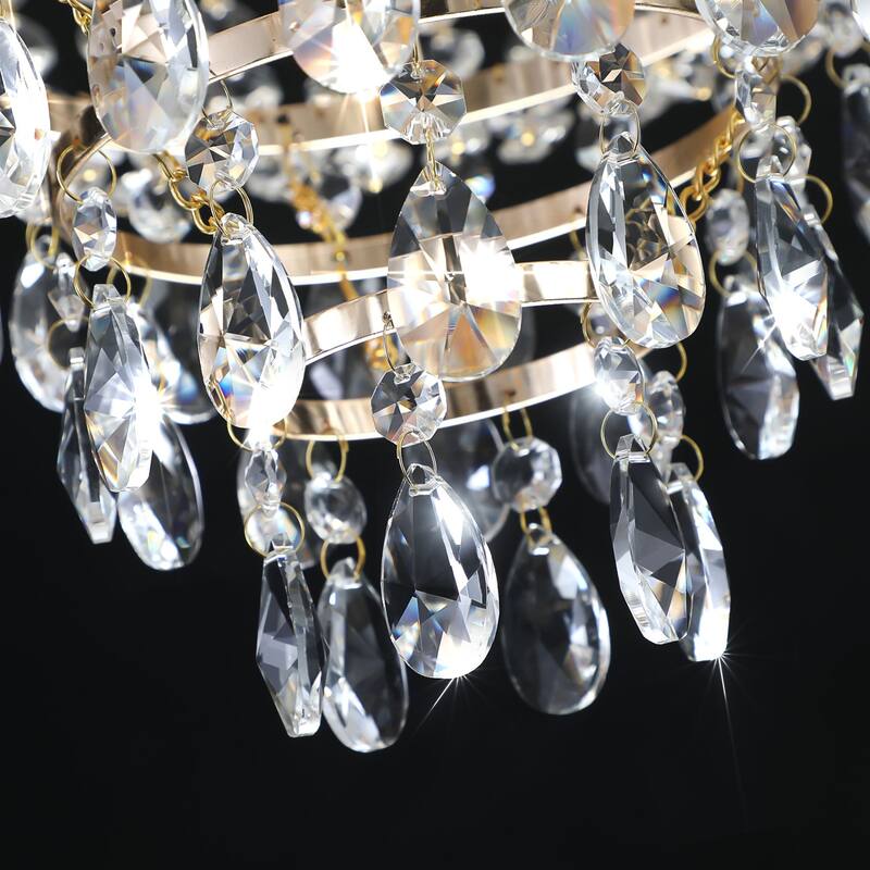 Oaks Aura 27.1-inch Modern Crystal Gold Chandeliers, 10-Light Large Contemporary Luxury 2-Tier Ceiling Lighting