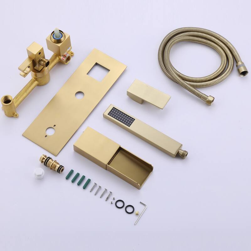 Solid Brass Wall Mounted Roman Tub Faucet with Hand Shower