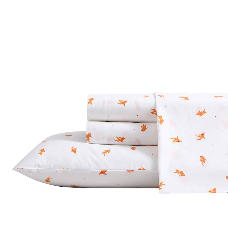 Poppy & Fritz Cotton Percale Printed Bed Sheet Sets - Full - Goldfish