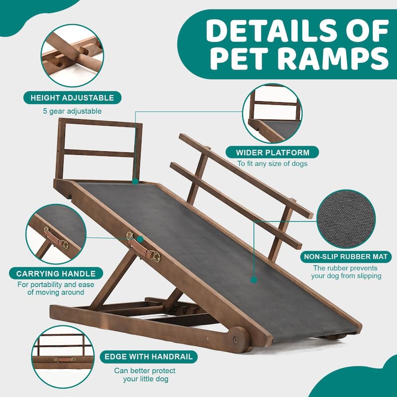 DoCred Pet Ramp, Portable Adjustable Height Folding Dog Ramp