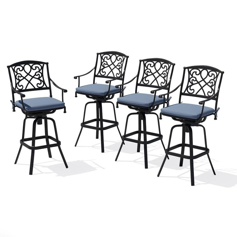 Crestlive Outdoor Patio Bar Height Swivel Bar Stool with Sunbrella Cushion