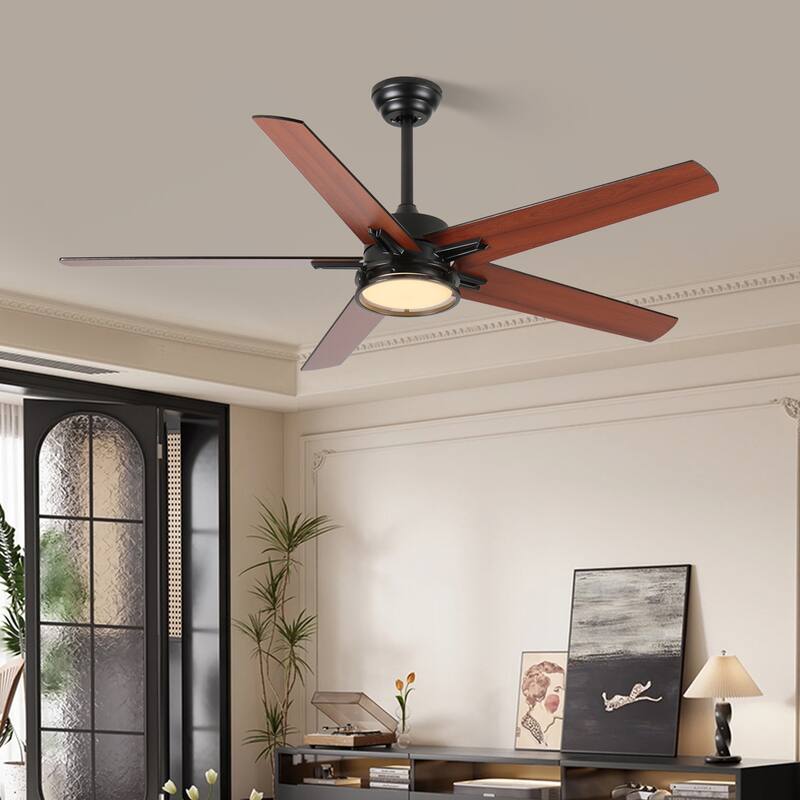 52in Ceiling Fans with Lights,Black Modern Ceiling Fan with Remote,Farmhouse Indoor Ceiling Fan,Bright LED Light - Black