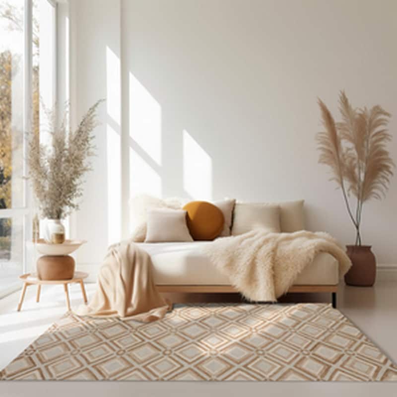 Brown Contemporary Geometric Raga Area Rug - 5' x 8'