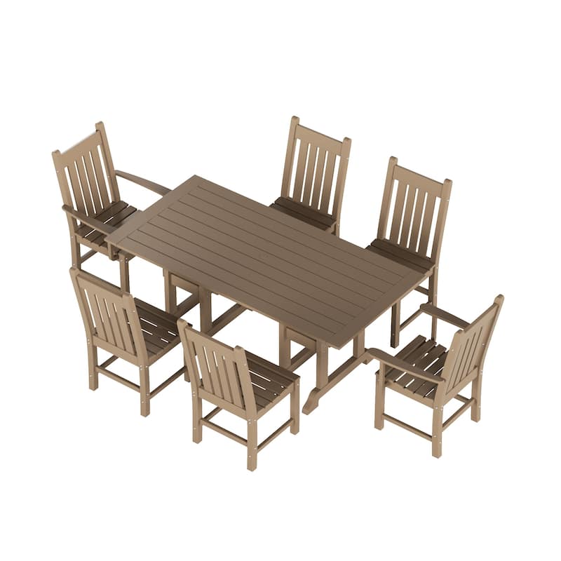 Laguna Hdpe All Weather Outdoor Patio Dining Set with Rectangle Table, Side Chairs (7-Piece Set)