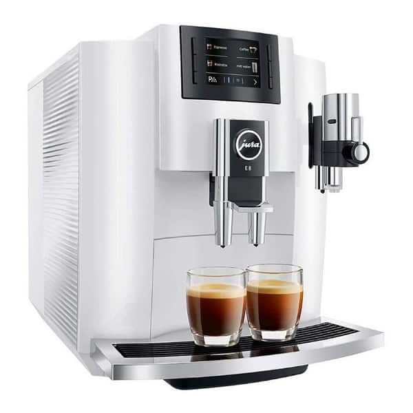 Jura E8 Automatic Espresso Machine (Piano White) w/ Milk Container