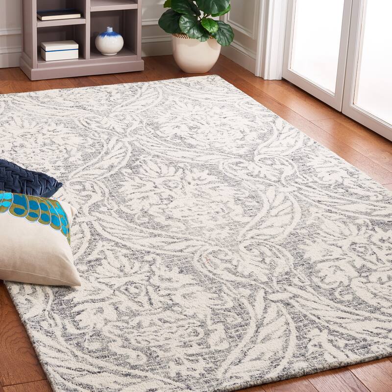 SAFAVIEH Handmade Abstract Martijke Modern Wool Rug - 4' x 6' - Ivory/Grey
