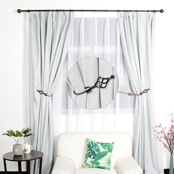 Bedding Linens 4x Modern Black Curtain Hold Back Tieback Hooks