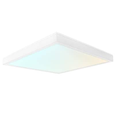 LUXRITE 1x1 FT. Slim Surface Mount Panel Light 5CCT Dimmable 1400/1800/2200 Lumens 12/16/20W ETL Listed