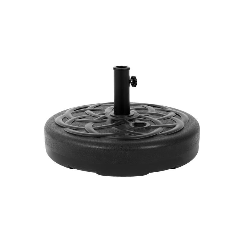 Anmytek Round Patio Umbrella Base with Fillable Port Adjustable Tightening Knob Non Slip Feet for Outdoor Deck Pool Sand - Black