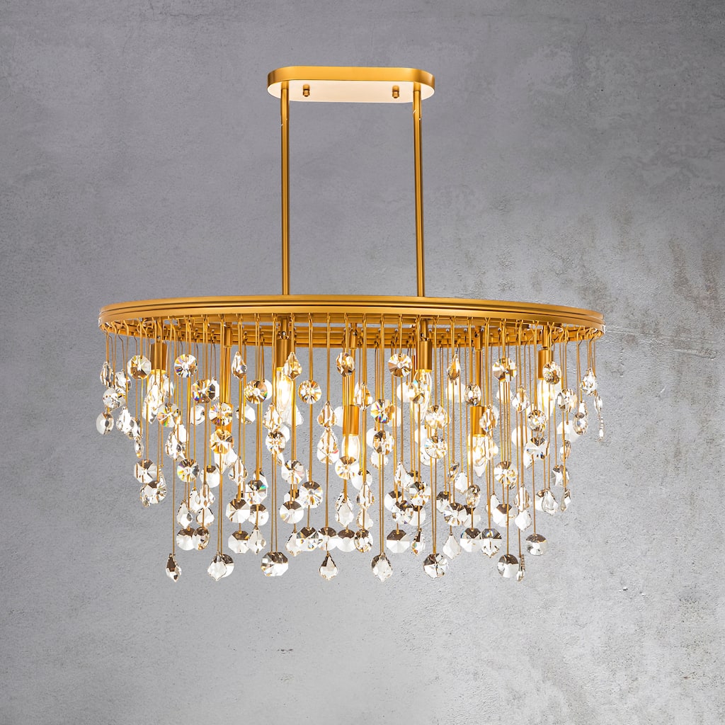 CraftHome 9-Light Contemporary and Glam Rain Drop Crystal Chandelier