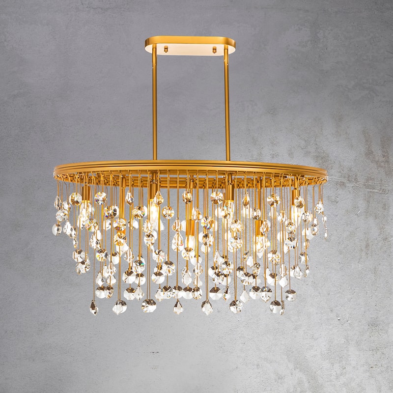 CraftHome 9-Light Contemporary and Glam Rain Drop Crystal Chandelier